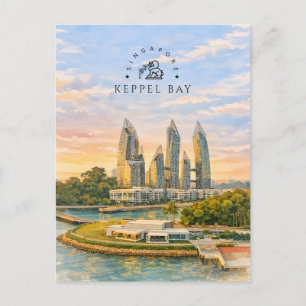 Keppel Bay Singapore Akvarell-landskap Helg Vykort