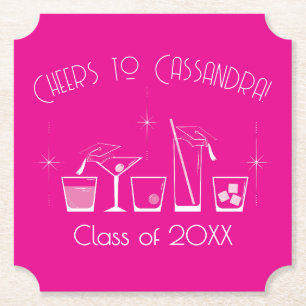Keps och Cocktail-Examenfest Rosa Underlägg Papper
