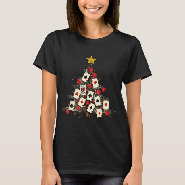 Ker Cards Christmas Tree Gambling Funny Xmas Men  T Shirt (Framsida)