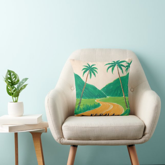 KERALA GRÖNT SYDINDIAN TROPICAL DESIGN KUDDE (Stol)