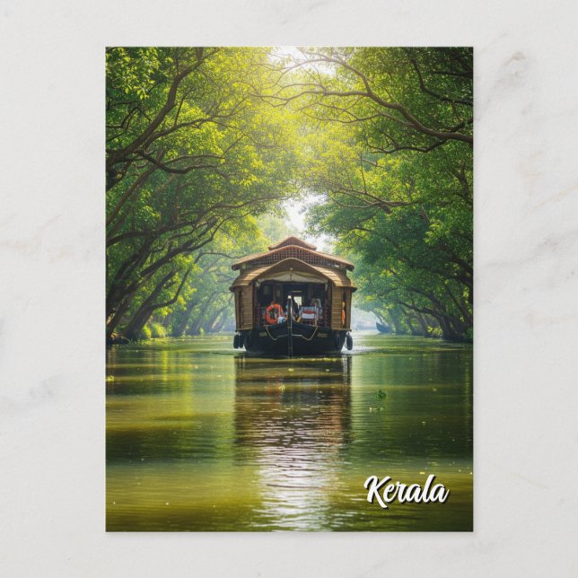Kerala Houseboat Indien Vykort (Framsida)