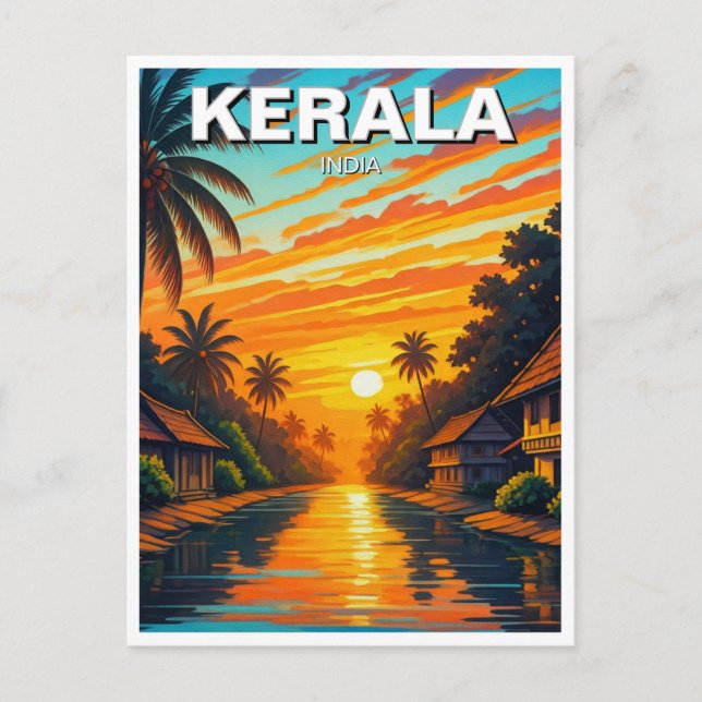 Kerala India Sunset Vykort (Framsida)