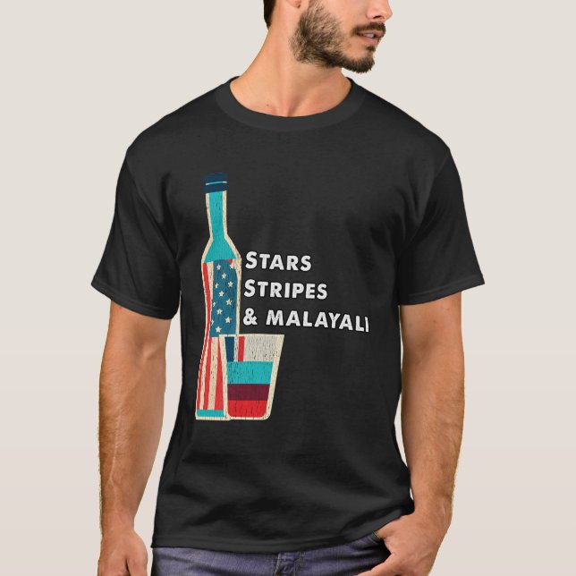 Kerala Malayali Funny Vin Fjärde juli Celebrat T Shirt (Framsida)
