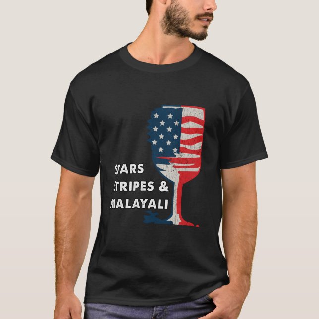 Kerala Malayali Wine Fourth Of July Celebration T Shirt (Framsida)