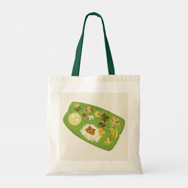 Kerala Sadya Bananblad Måltid illustration  Tygkasse (Baksida)