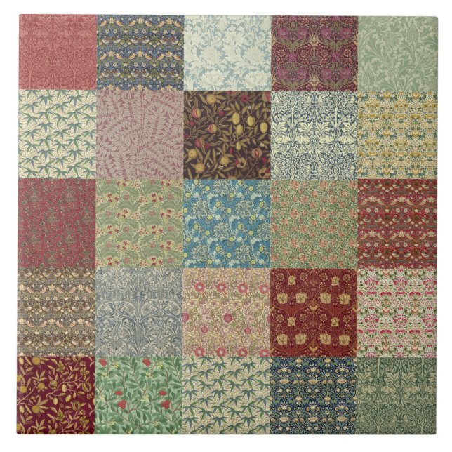 Keramik för William Morris Patchworktäcke Kakelplatta (Framsidan)