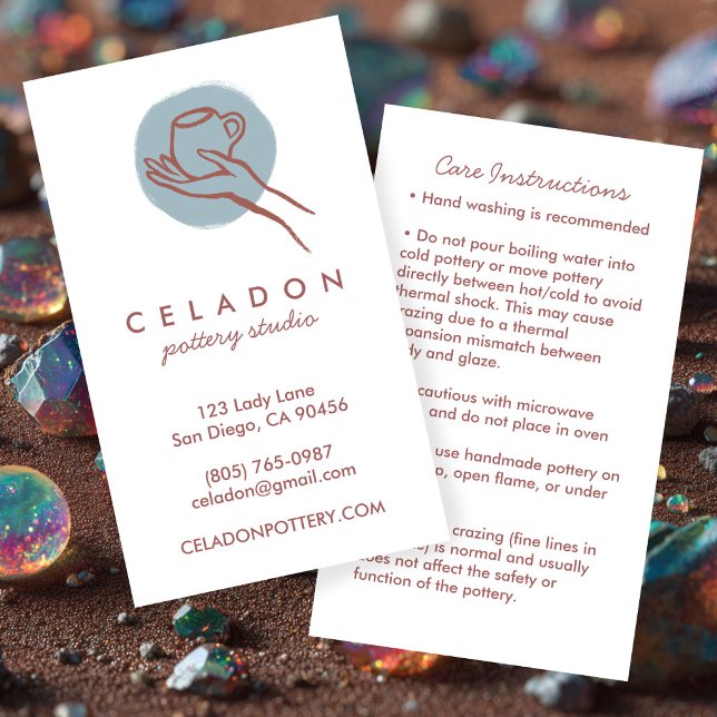KERAMIK Handgjord Keramik SKÖTSEL Instruktioner Visitkort (POTTERY Handmade Ceramics CARE Instructions Business Card
)