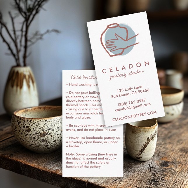 KERAMIK Handgjorda Keramik SKÖTSEL Instruktioner Visitkort (POTTERY Handmade Clay Ceramics CARE Card  Pottery Care Instructions Business Card
)