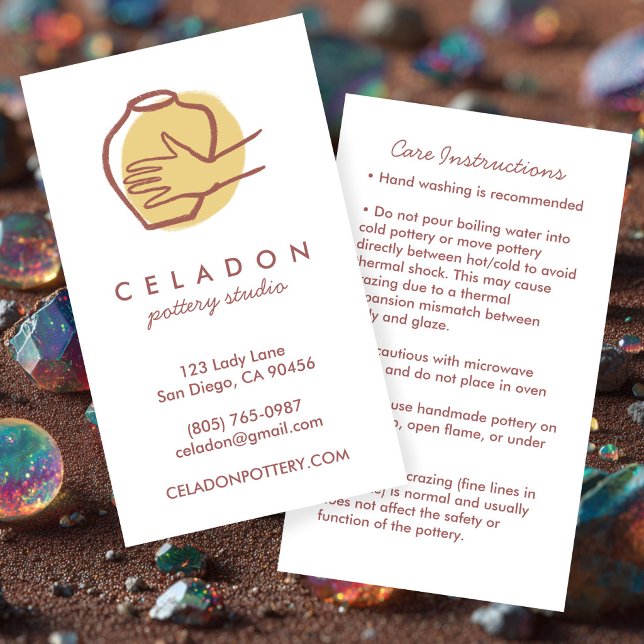 KERAMIK Handgjorda Keramik SKÖTSEL Instruktioner Visitkort (POTTERY Handmade Ceramics CARE Instructions Business Card
)