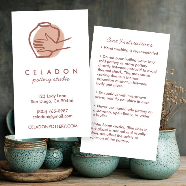 KERAMIK Handgjorda Keramik SKÖTSEL Instruktioner Visitkort (POTTERY Handmade Ceramics CARE Instructions Business Card
)