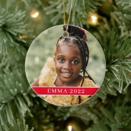 Keramik i julfoto Modern Minimal Red Rand Julgransprydnad Keramik