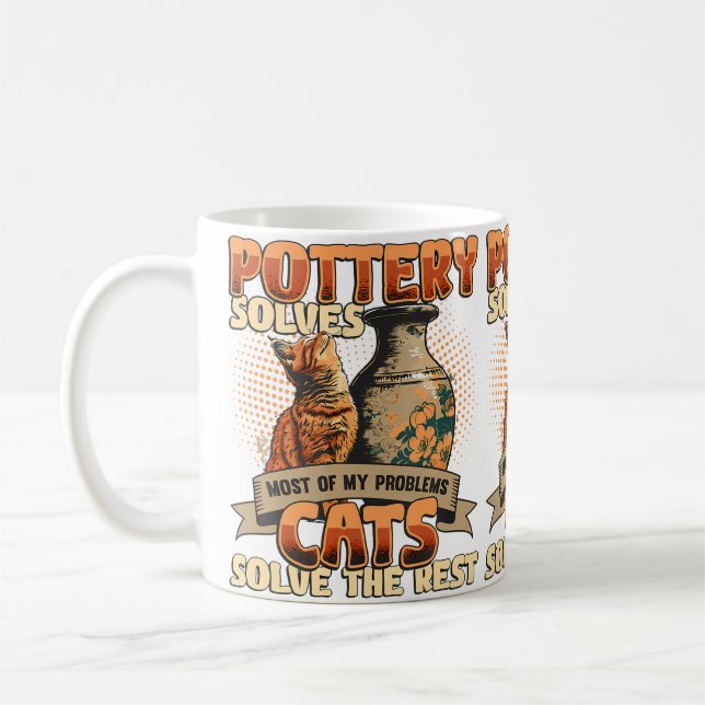 Keramik Löser De Flesta Av Mina Problem Katter Äls Kaffemugg (Vänster)