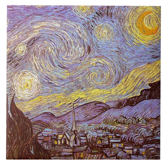 Keramik Van Gogh för Starry natt Kakelplatta (Framsidan)