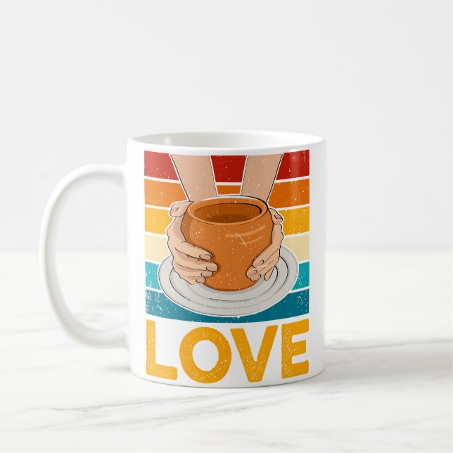 Keramiker - Kärlek Krukmakeri Retro Lerkonst  Kaffemugg (Vänster)