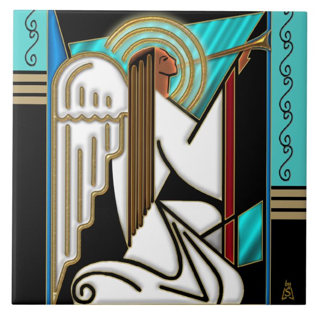 Keramisk art décojulängel (belägga med tegel), kakelplatta (Framsidan)