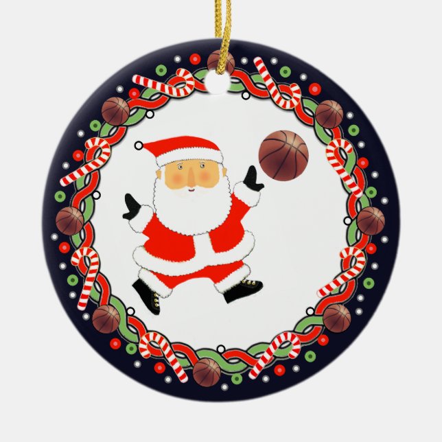 Keramisk basketboll julpresent ornament (Framsidan)