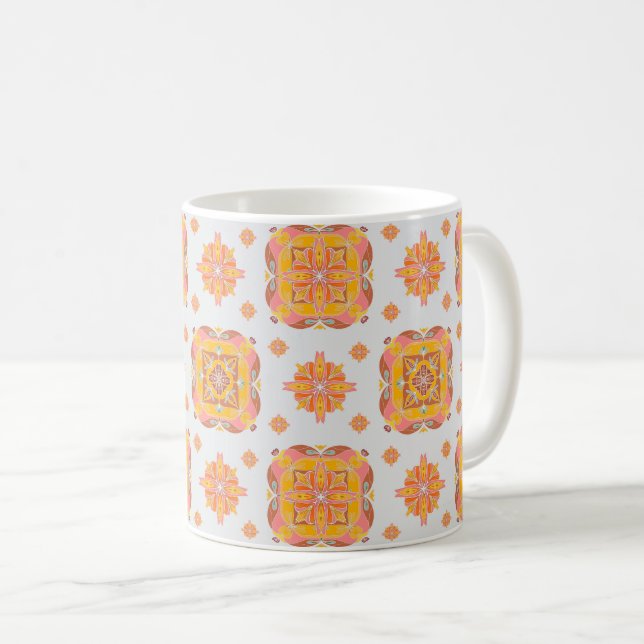 Keramisk blommig grid-mugg kaffemugg (Framsida höger)