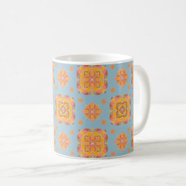 Keramisk blommig grid-mugg kaffemugg