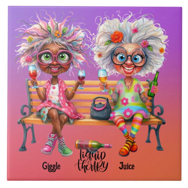 Keramisk bricka i Quirky Vin Dam-terapi Kakelplatta (Framsidan)