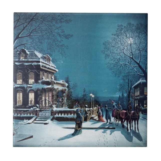 keramisk bricka "Kväll" Kakelplatta (Framsidan)