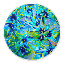 Keramisk dörrknopp för härlig blom- akvarell