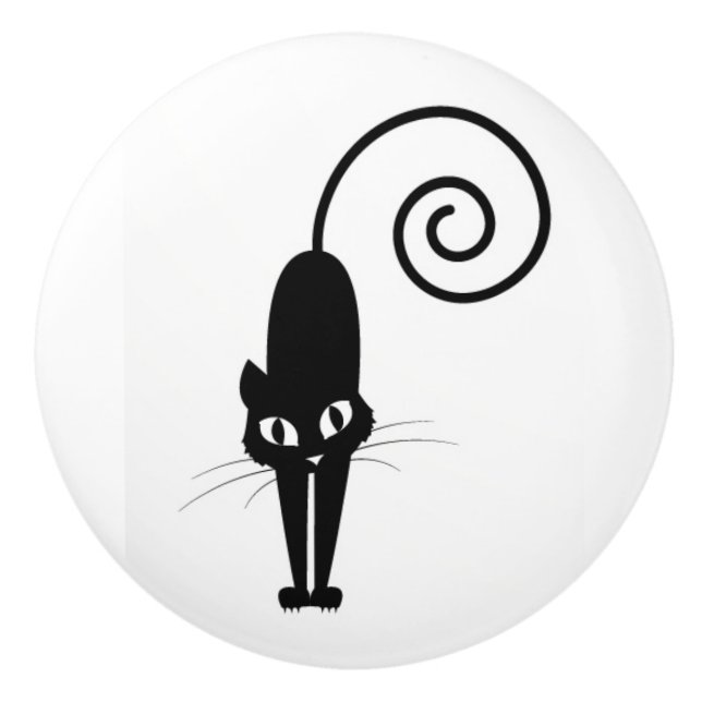 Keramisk enhetsknopp för svart katt knopp (Framsidan)