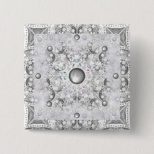 Keramisk Grått-snöre&snöflake Knapp (Framsida)