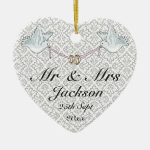 Keramisk hjärtprydnad - Lycka till Bröllop Charm 2 Julgransprydnad Keramik