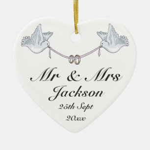 Keramisk hjärtprydnad - Lycka till Bröllop Charm 3 Julgransprydnad Keramik