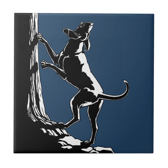 Keramisk hundhundkonst belägger med tegel kakelplatta (Framsidan)