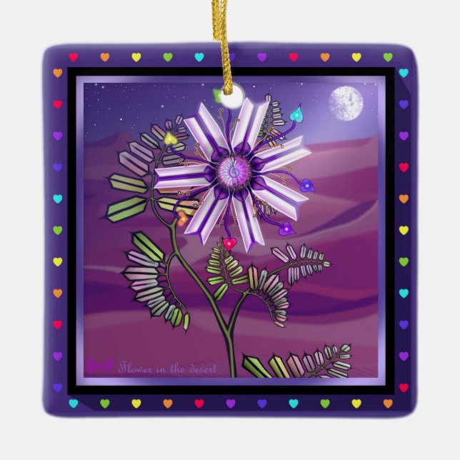 Keramisk juldekoration: Ökenblomma Julgransprydnad Keramik (Framsida)