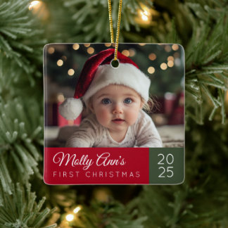 Keramisk julgransprydnad för babyens första jul keramik