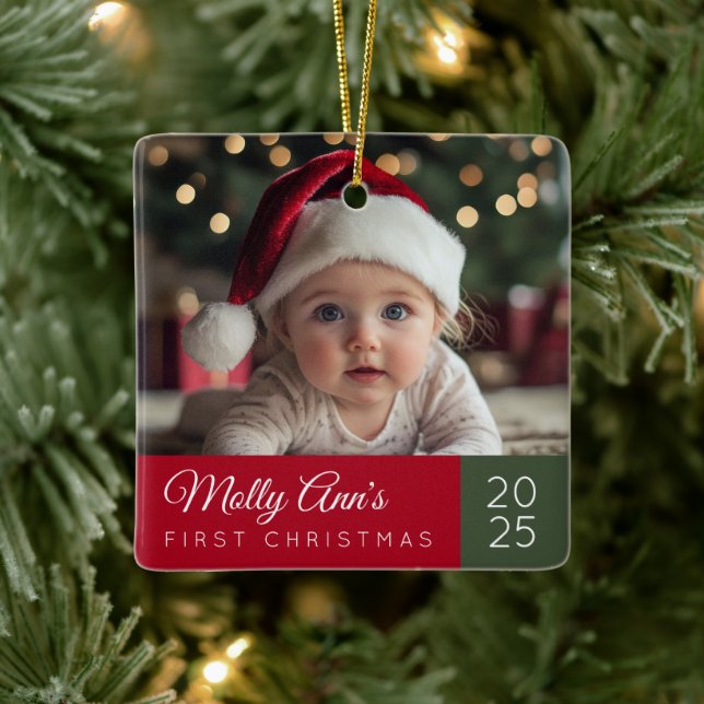 Keramisk julgransprydnad för babyens första jul keramik (Träd)