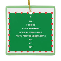 Keramisk julprydnad med helgdag ord