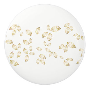 Keramisk kabinett Knob-Guld Löv Knopp