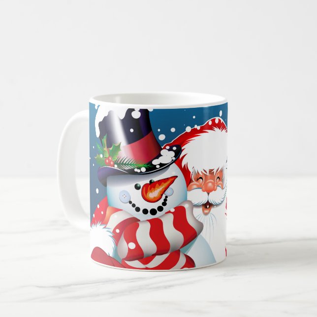 Keramisk kaffe Mugg-Santa & Frosty Kaffemugg (Framsida vänster)