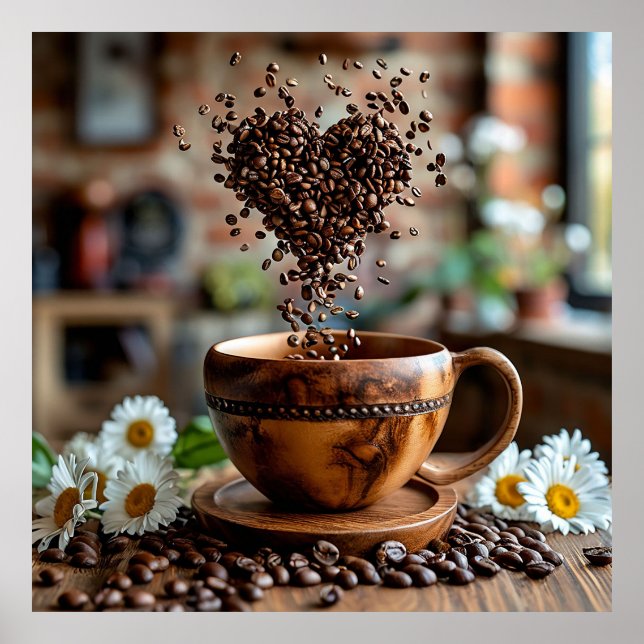 Keramisk kaffekopp Affisch köksdekor (Framsidan)
