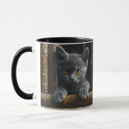 Keramisk kaffekopp | Chartreux-kattunge och böcker