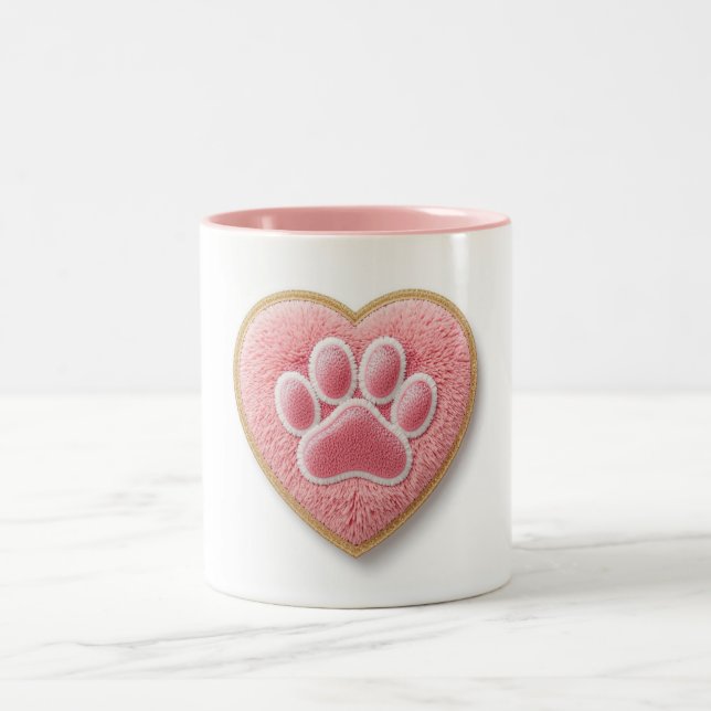 Keramisk kaffemugg för hundmamma | Hjärta tassavtr (Center)