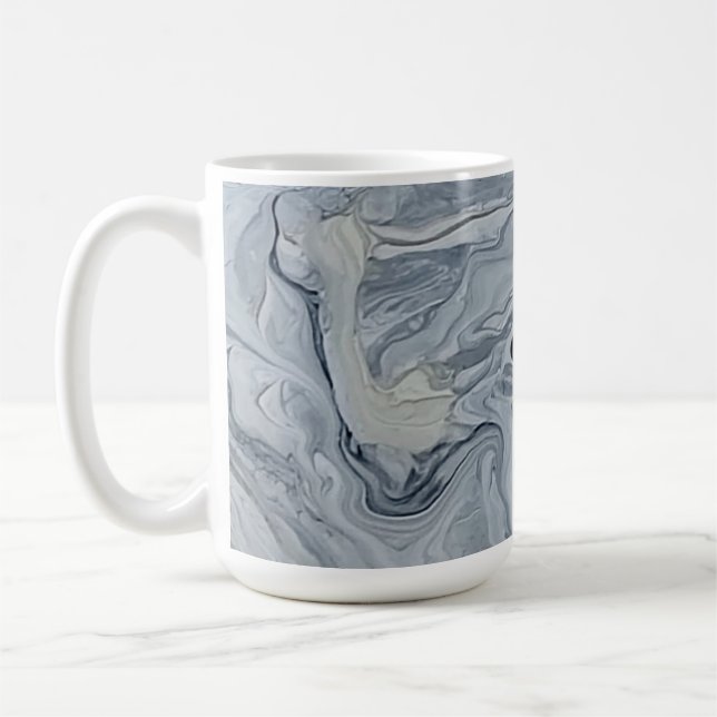 Keramisk kaffemugg i blå marmorvirvel (Vänster)