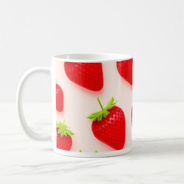 Keramisk kaffemugg med jordgubbstryck (Vänster)