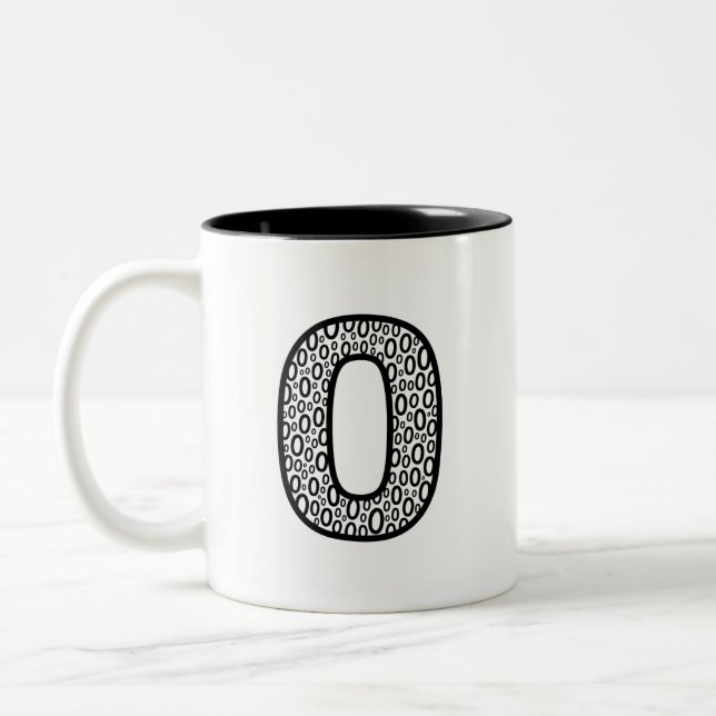 Keramisk kaffemugg med mönsterbokstaven O (Vänster)