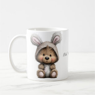 Keramisk kaffemugg med serietecknad kaninbjörn