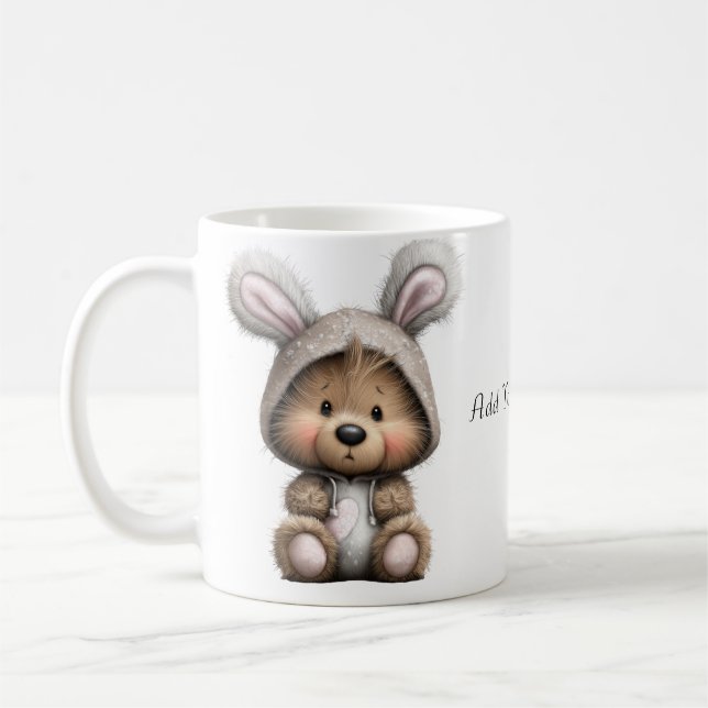 Keramisk kaffemugg med serietecknad kaninbjörn (Vänster)