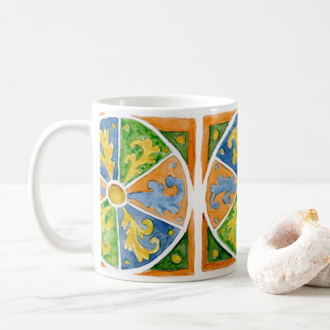 Keramisk kaffemugg med siciliansk plattdesign (Med munk)