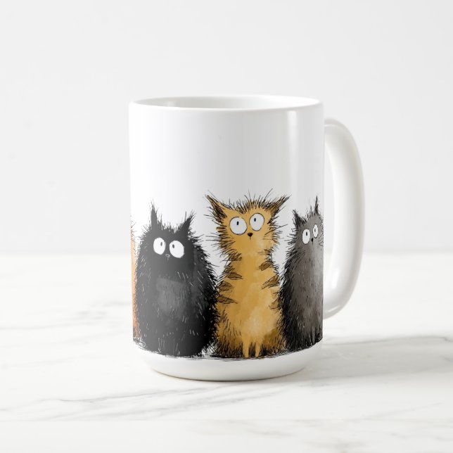 Keramisk kaffemugg - Tecknade katter (Framsida höger)