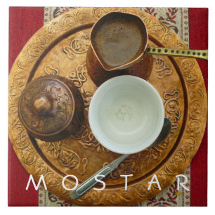 Keramisk kaka i Mostar Bosniska kaffet Kakelplatta