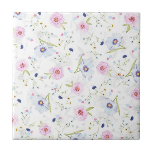Keramisk Kakel Blomma Blommig (Framsidan)