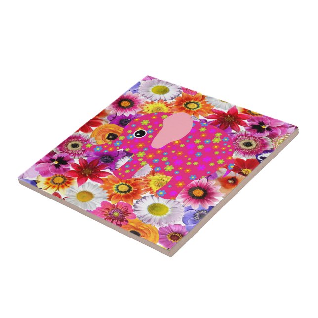Keramisk Kakel Blomster Elefant (Sidan)