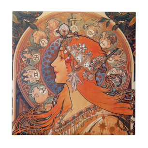 Keramisk kakel - Zodiak Art Nouveau Kvinna